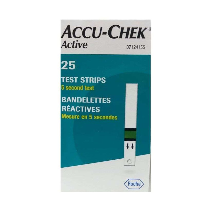 ACCU CHEK ACTIVE TEST RAPIDE GLYCEMIE 25 BANDELETTES REACTIVES