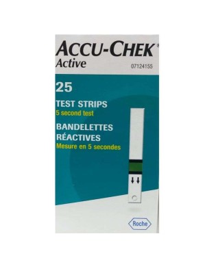 ACCU CHEK ACTIVE TEST RAPIDE GLYCEMIE 25 BANDELETTES REACTIVES