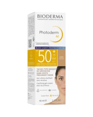 BIODERMA PHOTODERM M CREME TEINTEE PROTECTRICE BLEU LIGHT DOREE SPF50+ 40 ML